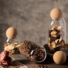 Cork Ball Glass Storage Tank Sealed Transparent Jars Pack of 3