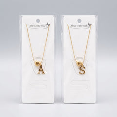Puffy Heart & Initial Charm Pendant Chain Necklace