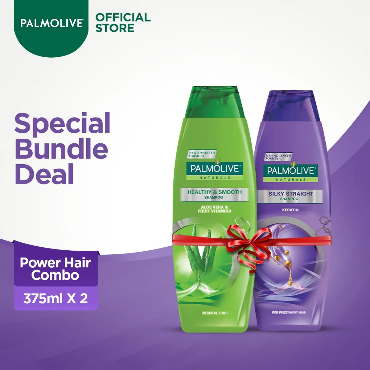 Palmolive Power Hair Combo – Healthy & Smooth + Silky Straight Shampoo - 2 × 375 ml