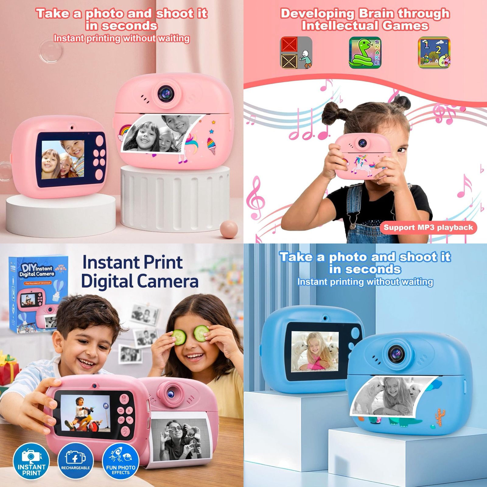 Instant Print Digital Camera for Kids