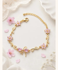 zircon flower and bow vine bracelet - Each