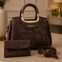 JING&PIN Women's Marble Pattern Handbag & Wallet Set