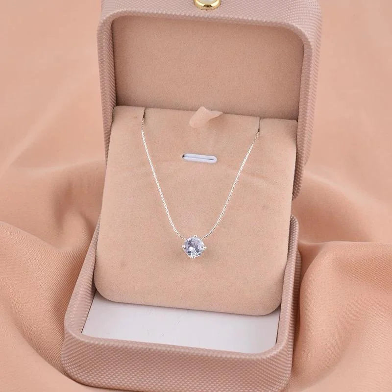 Stainless Steel Chain with Silver Stone Accent