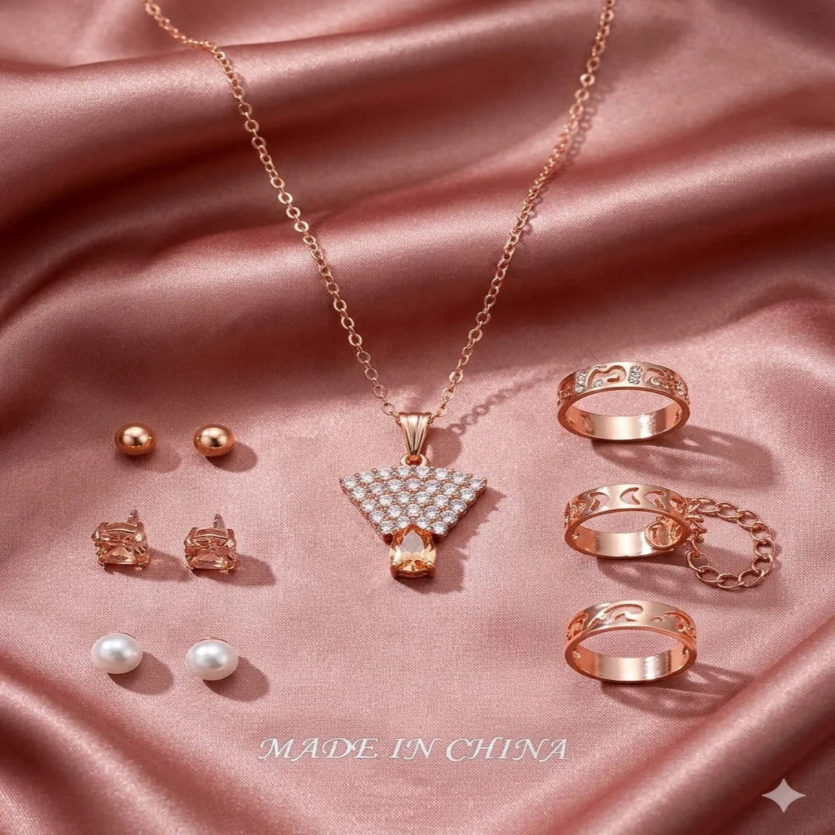 Seven Days of the Week jewelry gift set with necklace and matching stud earrings
