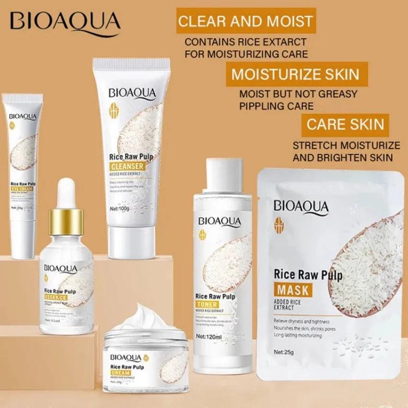 6 in 1 Bioaqua Rice Pulp Glow Moisturizing Skin Set