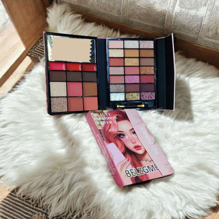 BELZGMEE 2 Fold Book kit Eyeshadow, Lipstick, Eyebrow, Blush, Highlighter