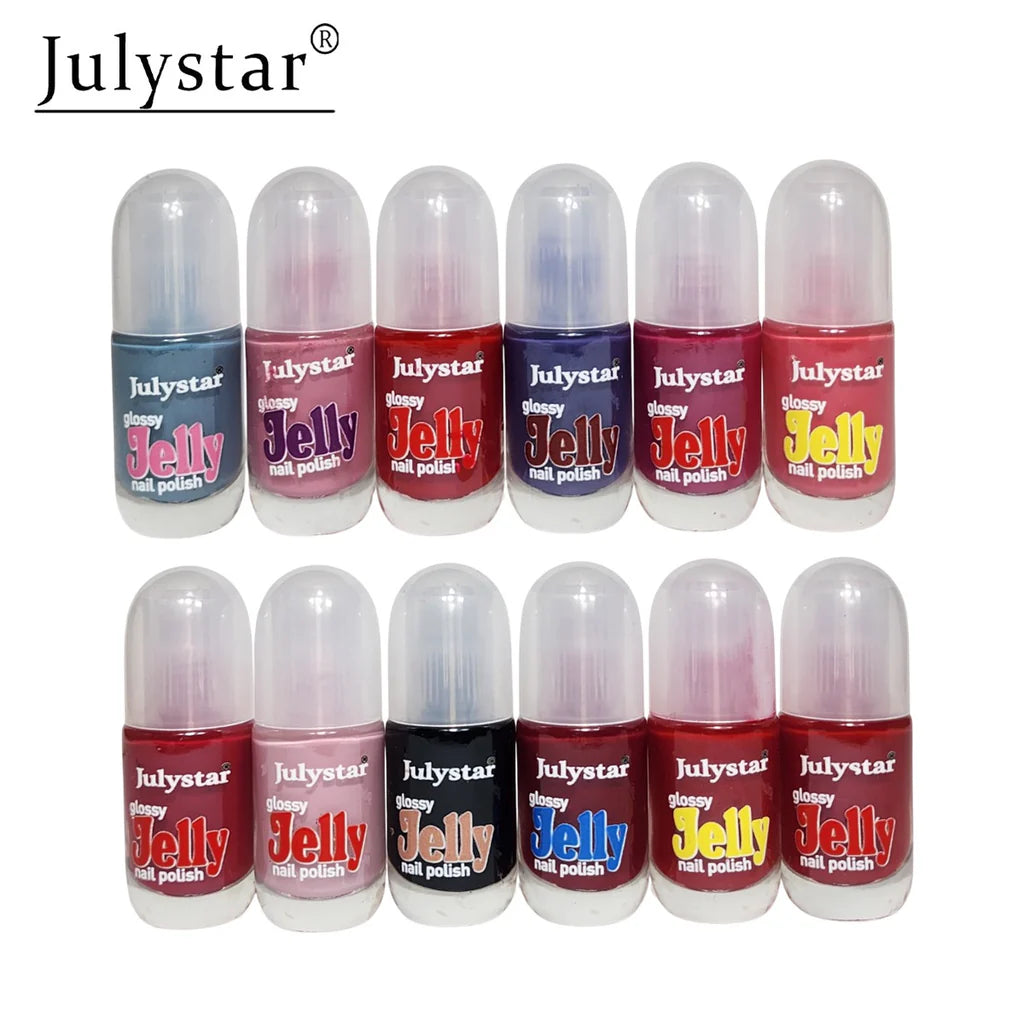 Julystar Glossy Jelly Peel off Nail Polish (Pack of 12Pcs)