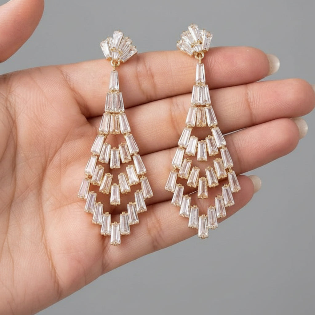 Gold-Tone Crystal Chandelier Earrings