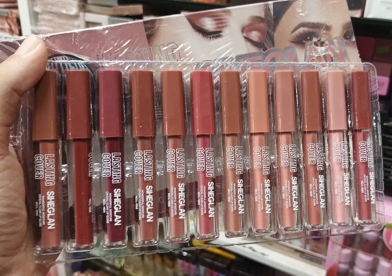 Sheglan Matte Long Lasting Cover Lip Glosses - 12 Pcs Set