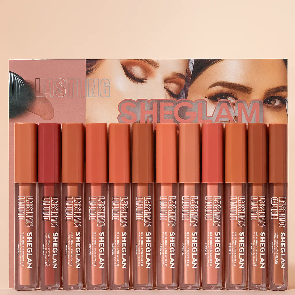 Sheglan Matte Long Lasting Cover Lip Glosses - 12 Pcs Set
