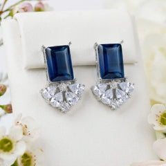 Emerald Stone with Champagne Crystal Earrings