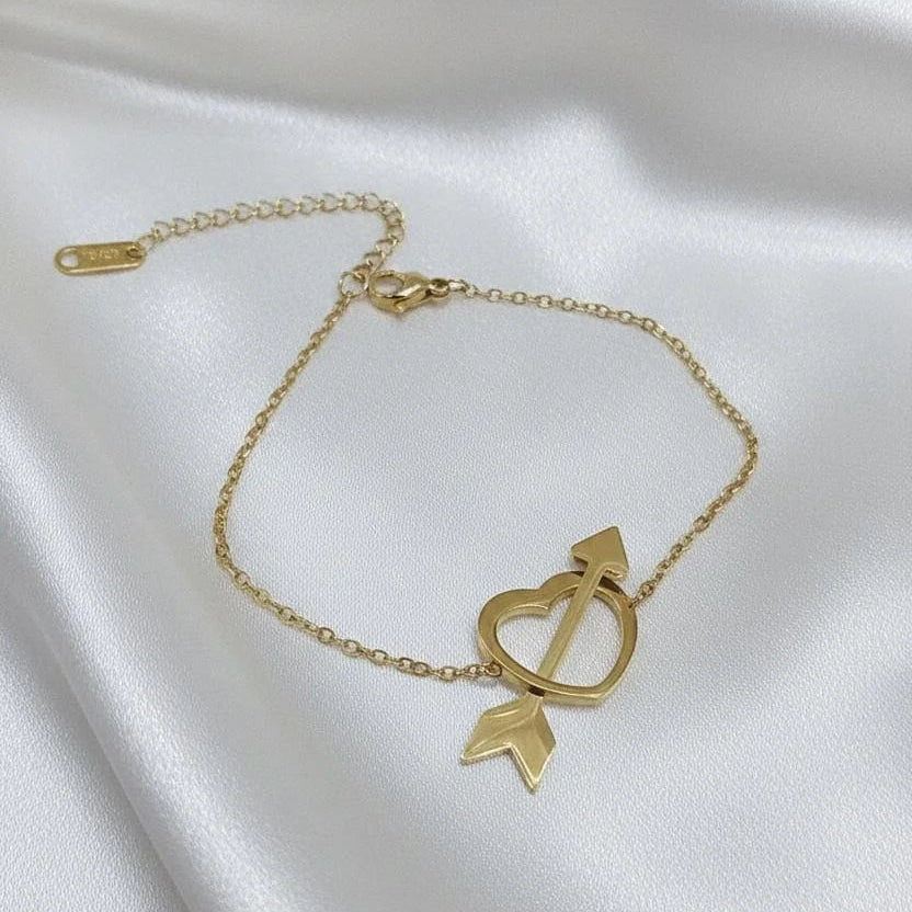 Romantic Arrow Heart Stainless Steel Bracele