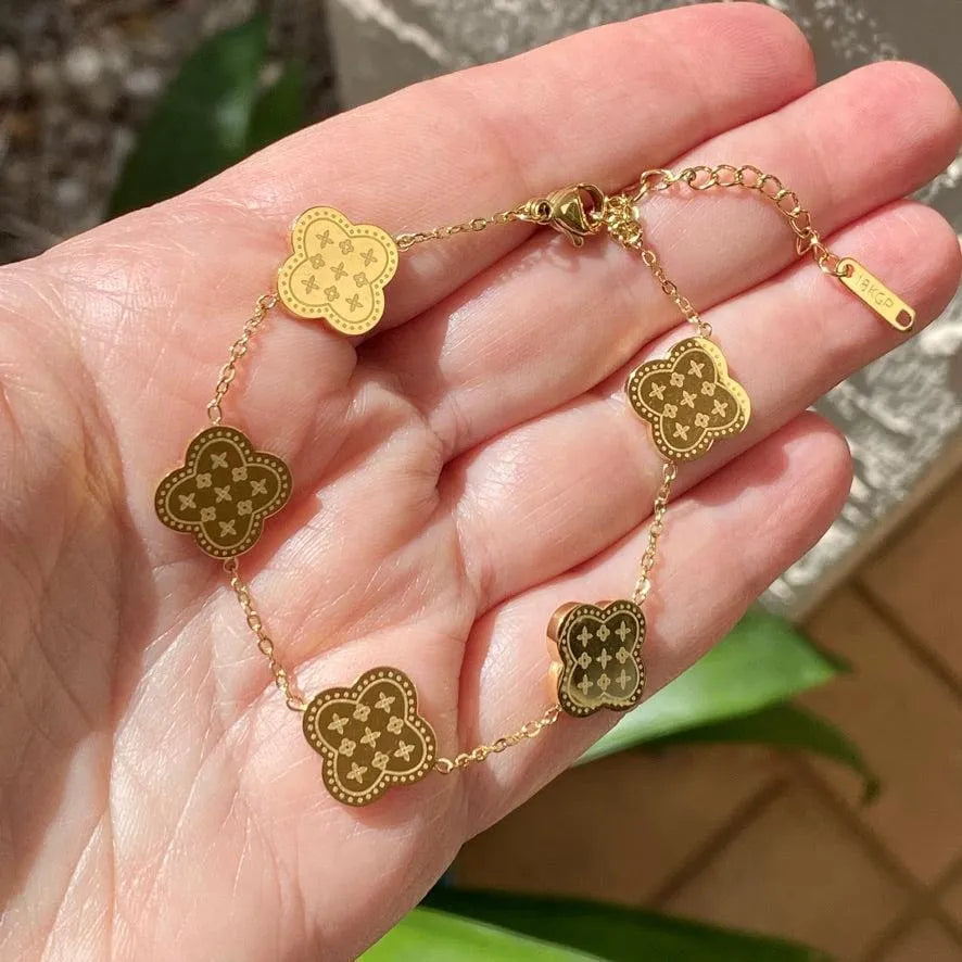 Gold-Plated Stainless Steel Clover Bracelet