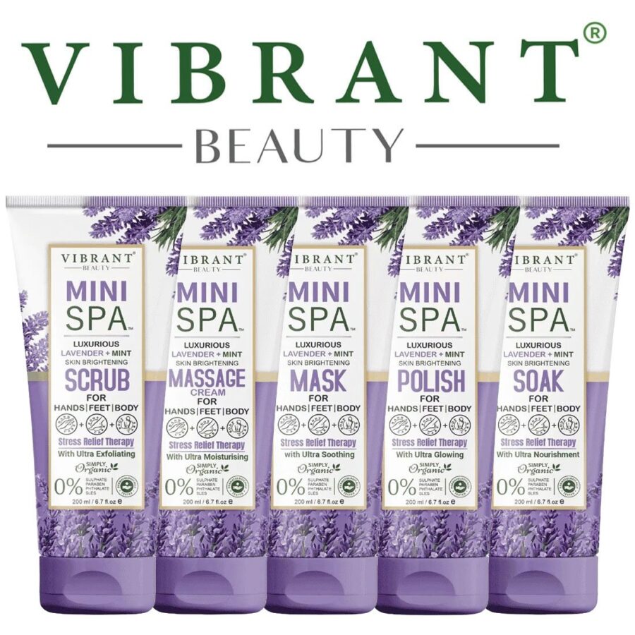 Vibrant Beauty Mini Spa Lavender + Mint Manicure Pedicure Kit 200 ML(5Pcs)