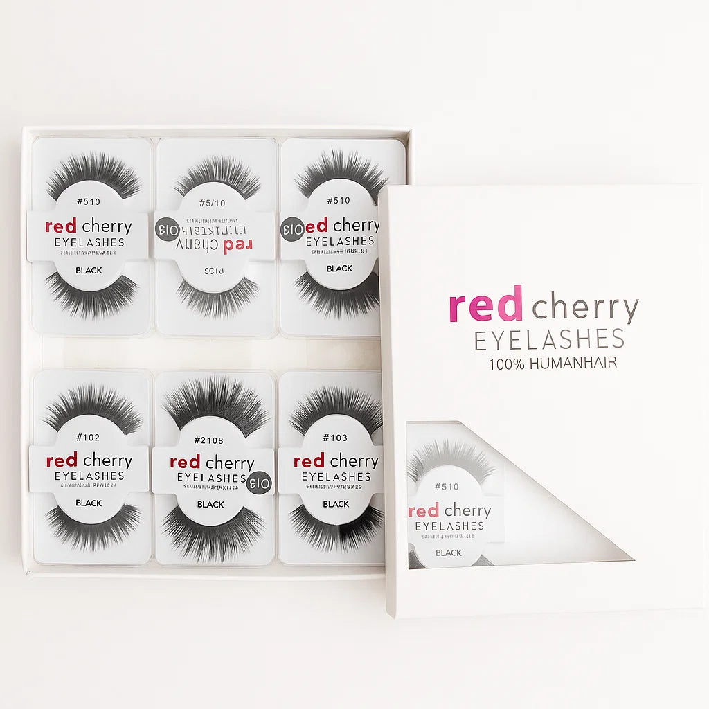 Red Cherry 100 % Human Hair False Eyelashes Each