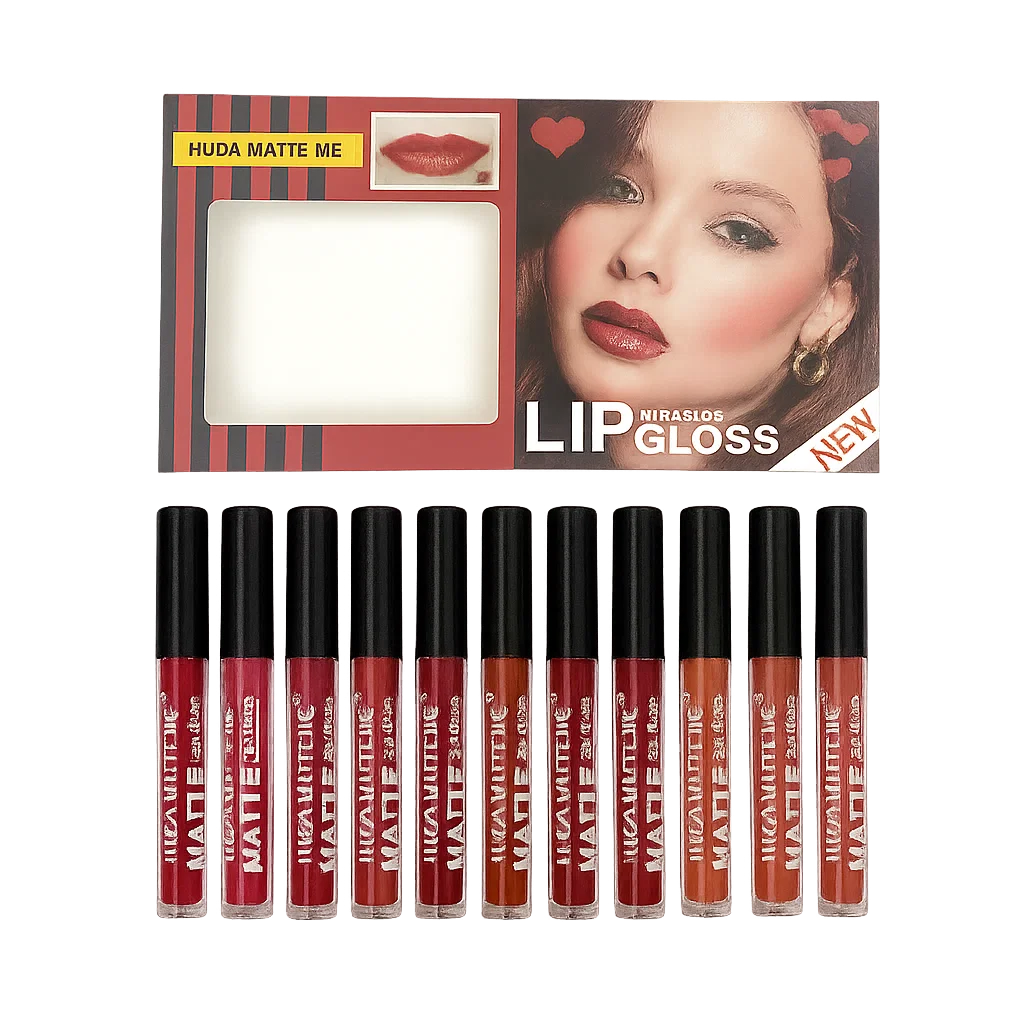 Huda Matte me New Color Lip Gloss - 12 Pcs