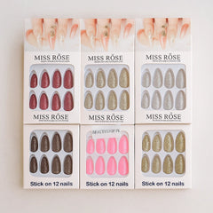 Stylish Miss Rose Stick-On Glitter Nails