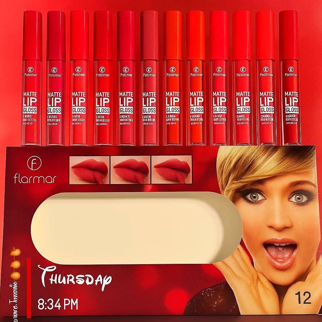 Fflomror Matte Lip gloss - 12 Pcs