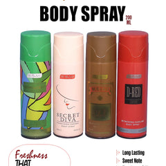 TEZN Body Spray – 4 Pcs Set - Romascent, Secret Diva, Sugaro, and D-Red Desire
