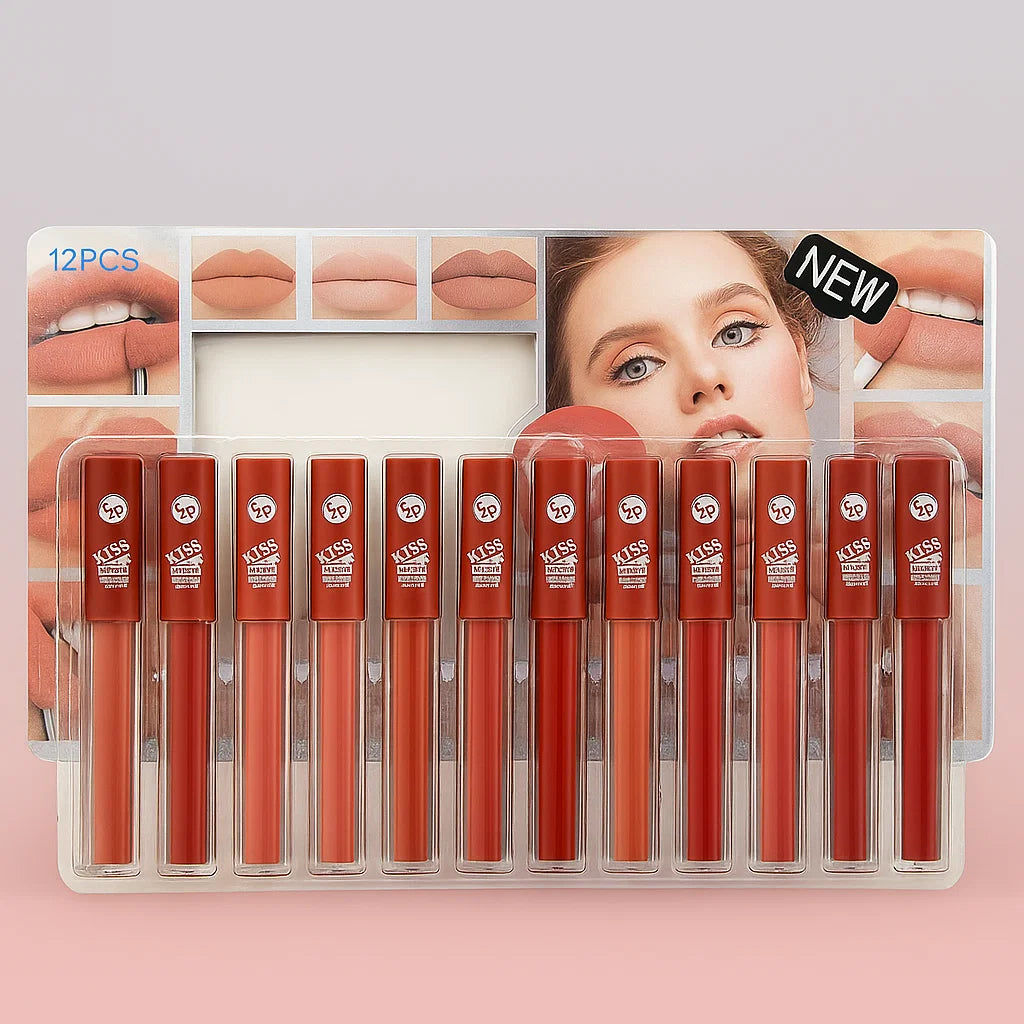 GR Kiss Matte Long Lasting  Lip Glosses - 12 Pcs Set