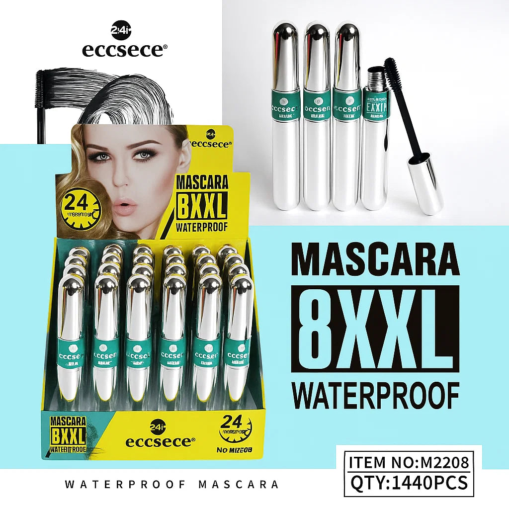 Eccsece 8XXL Waterproof Black Mascara – Extra Volume & Long Wear