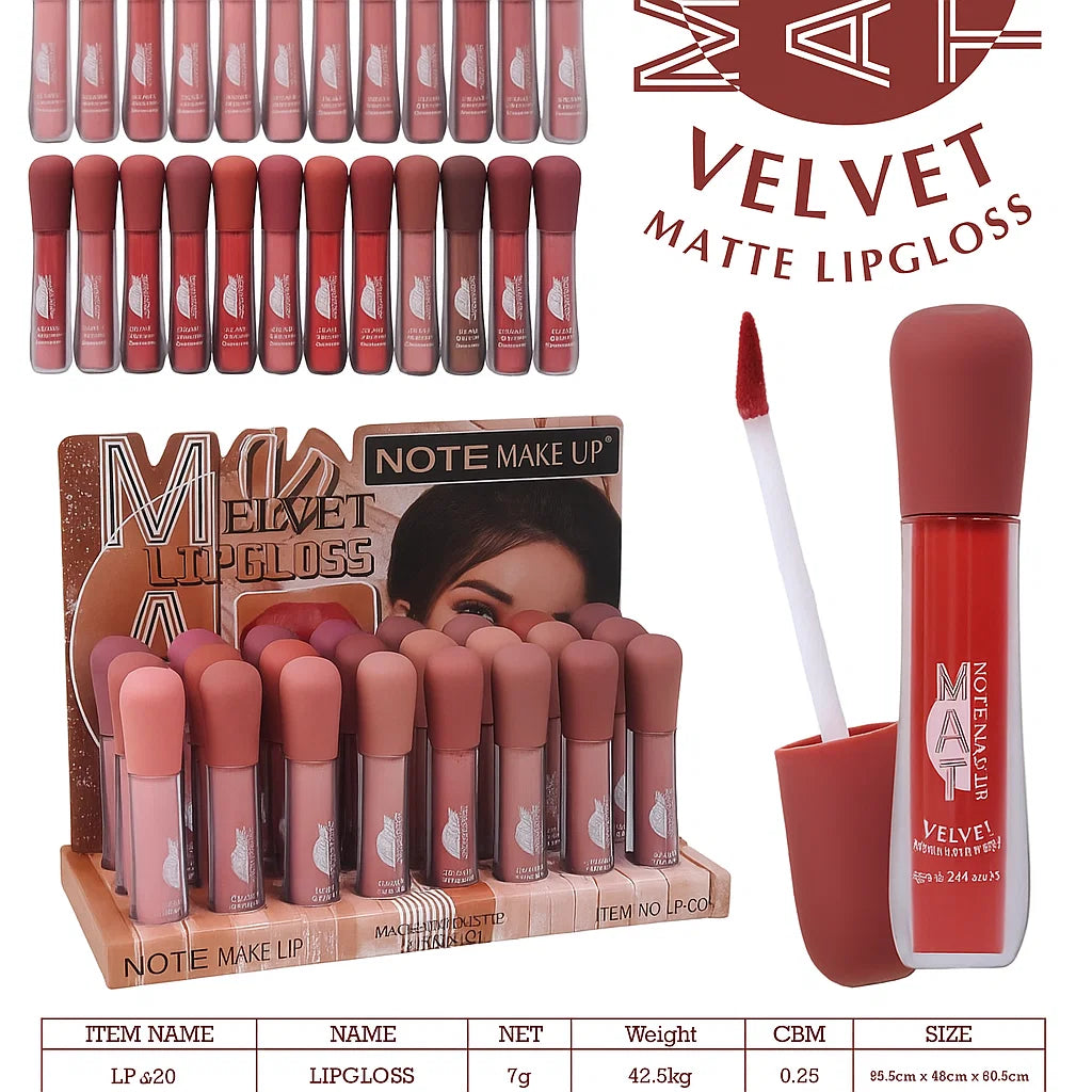 NOTE Makeup Mat-Velvet Matte Lipgloss – Bold Color, Velvet Touch