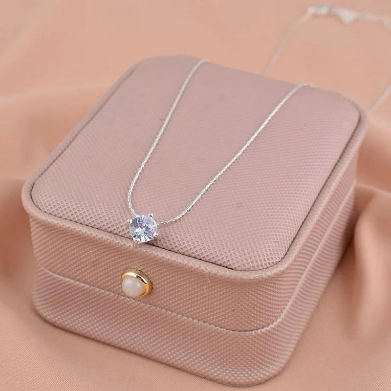 Stainless Steel Chain with Silver Stone Accent