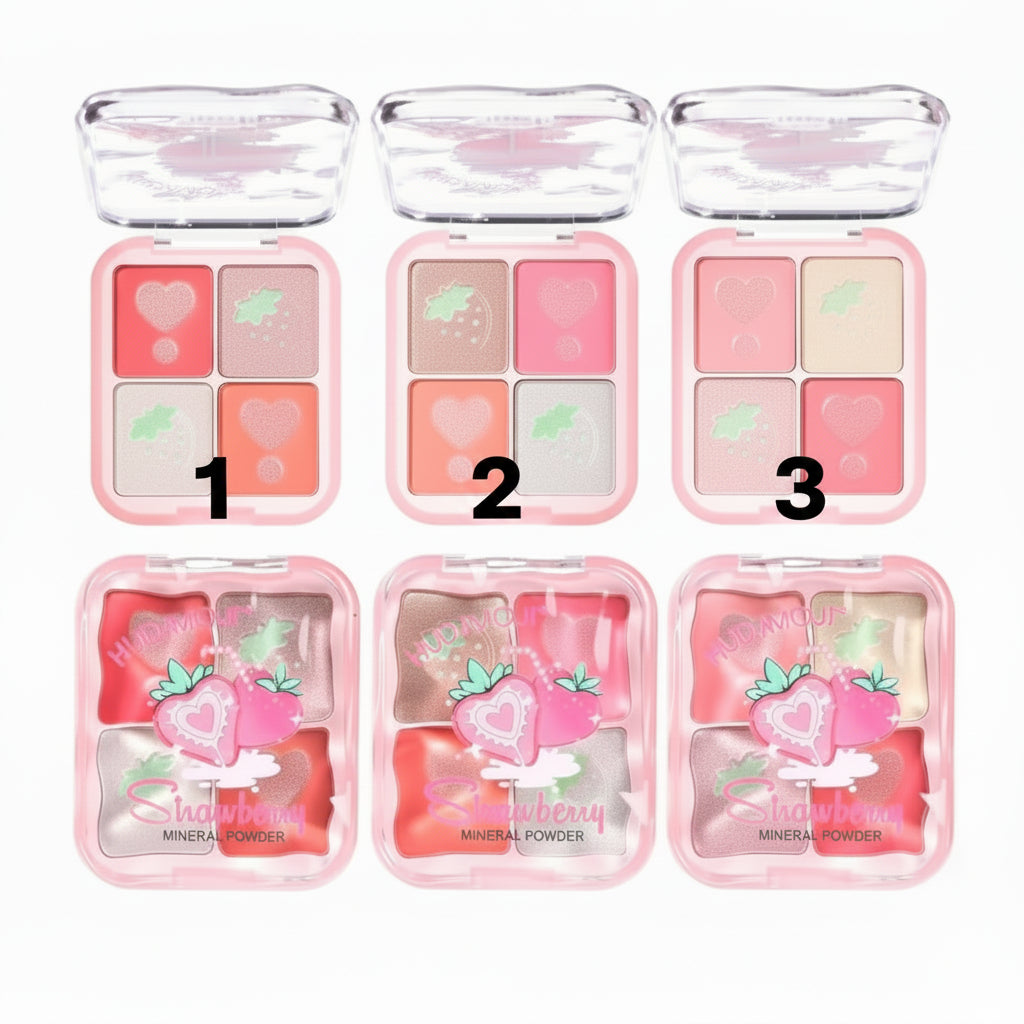 HUDAMOJI Strawberry Mineral Powder Blush & Highlighter Palette