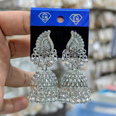 Oxidized Silver Paisley Dome Jhumka Earring
