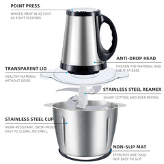 Silver Crest Stainless Steel Meat Chopper Machine Electric 4Blades