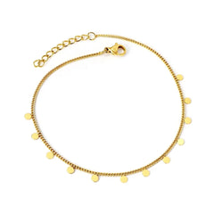 Gold Flat Disc Charm Adjustable Bracelet