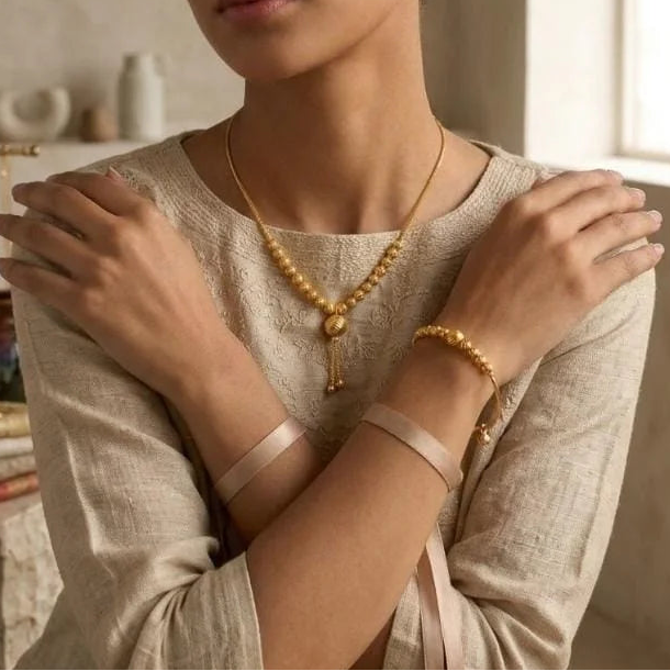Gold Plated Bead Jewelry Set