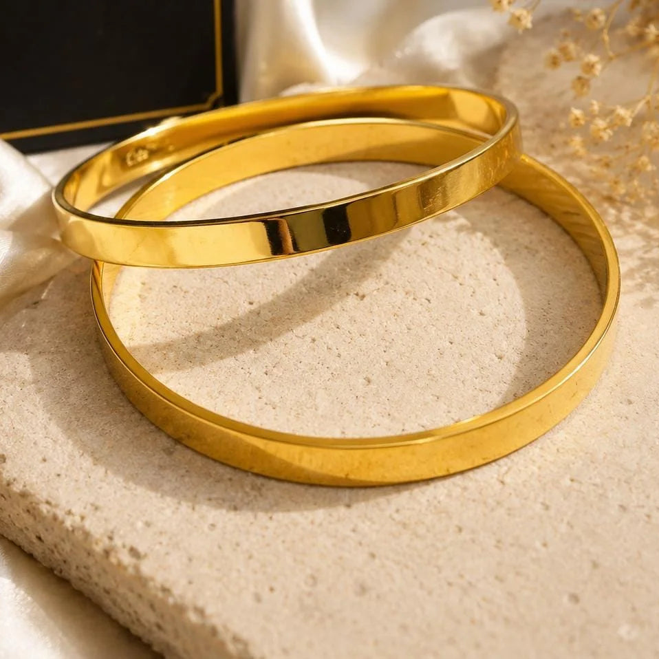 Gold Plated Plain Flat Plain Bangle