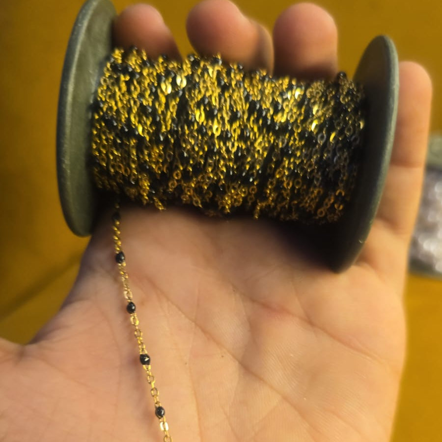 gold-colored black enamel beads Permanent Bracelet - 5m
