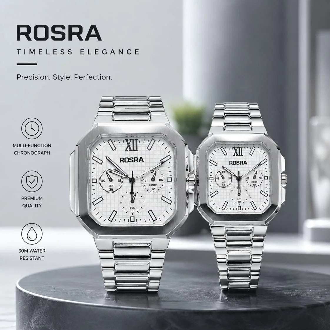 Rosra Timeless Elegance Chronograph Watch Set