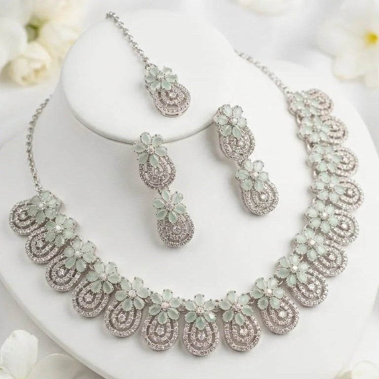Floral Cubic Zirconia Jewelry Set