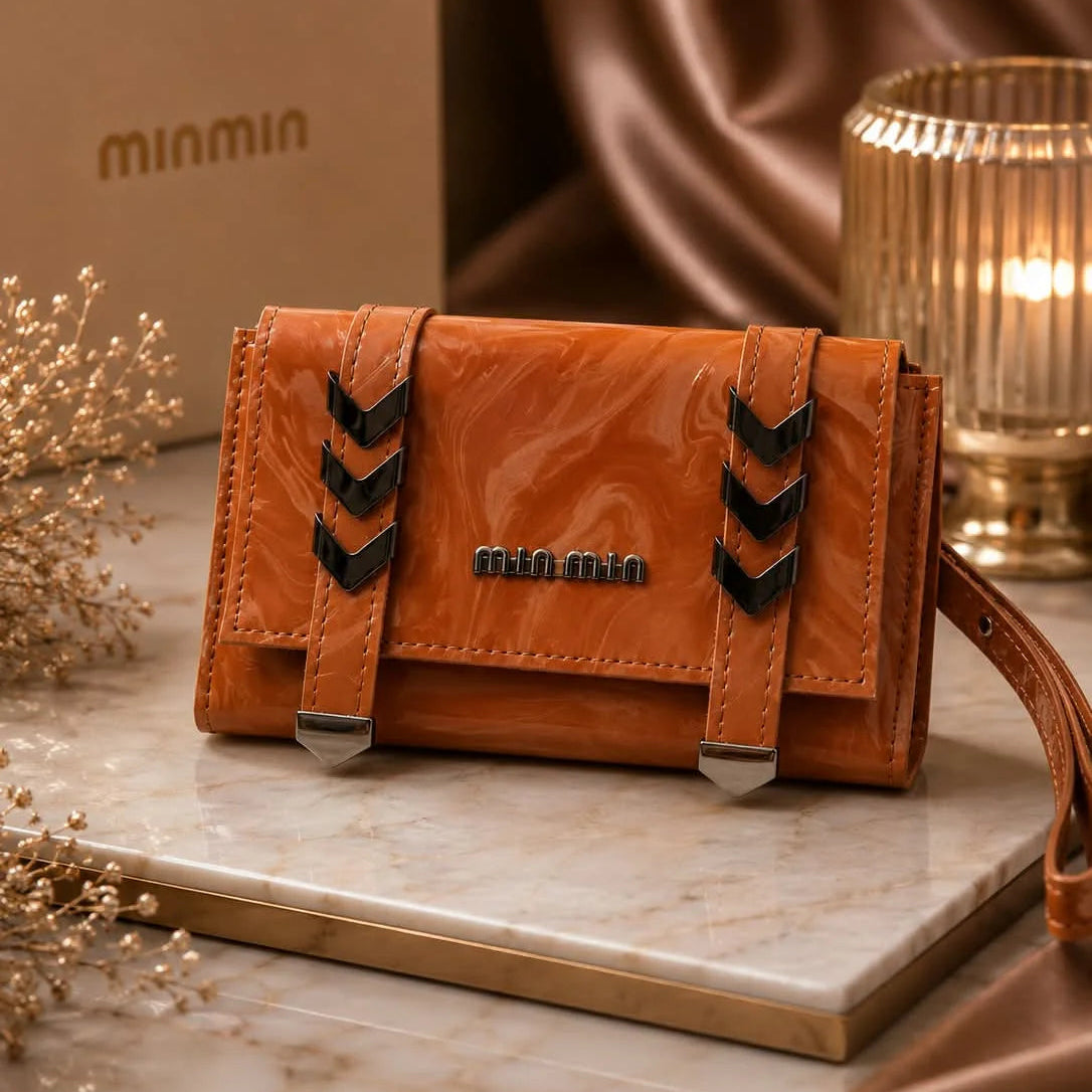 MinMala Glossy Marble Pattern Wristlet Clutch