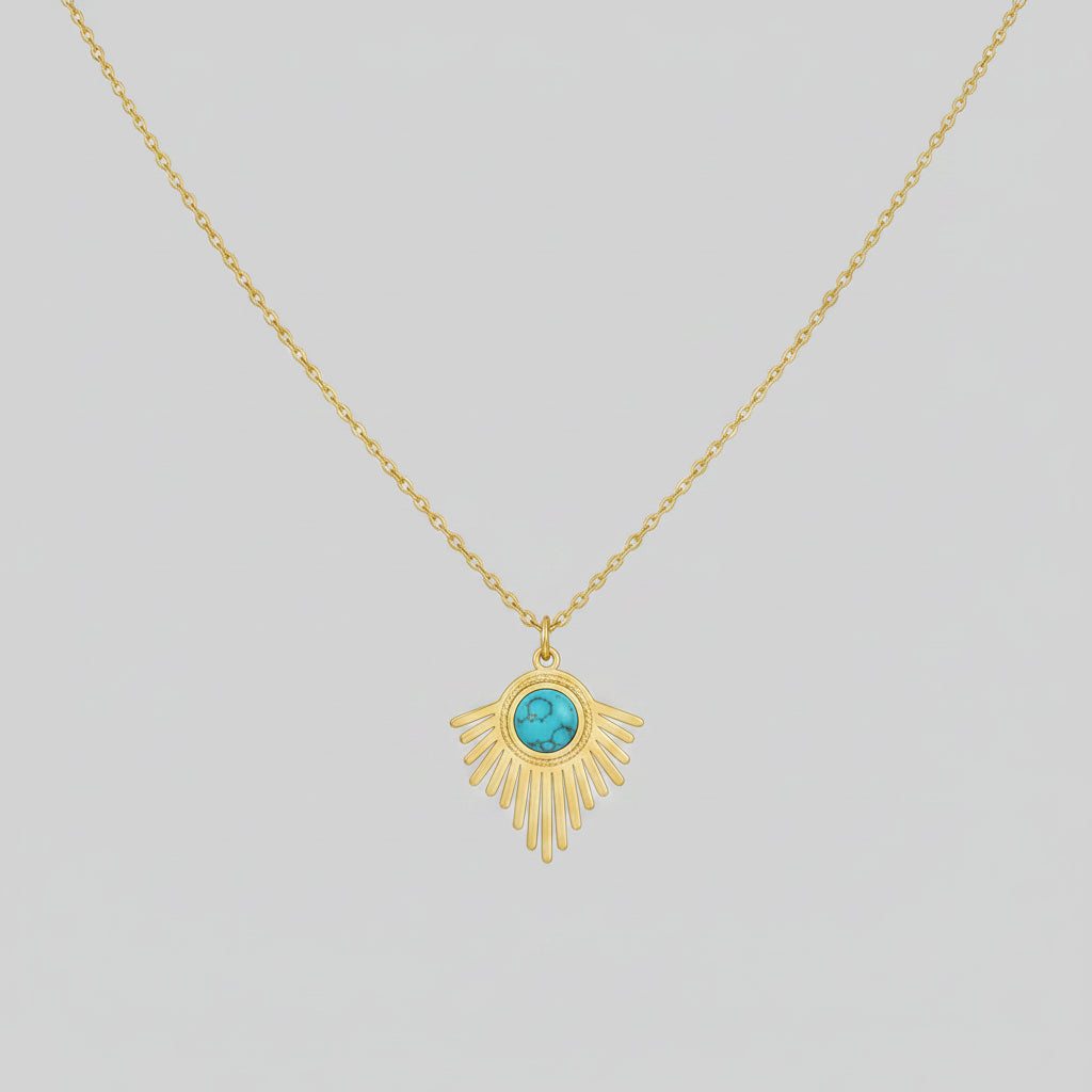Gold Turquoise Sunburst Necklace - Each