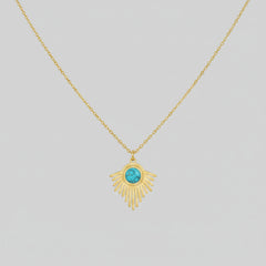 Gold Turquoise Sunburst Necklace - Each