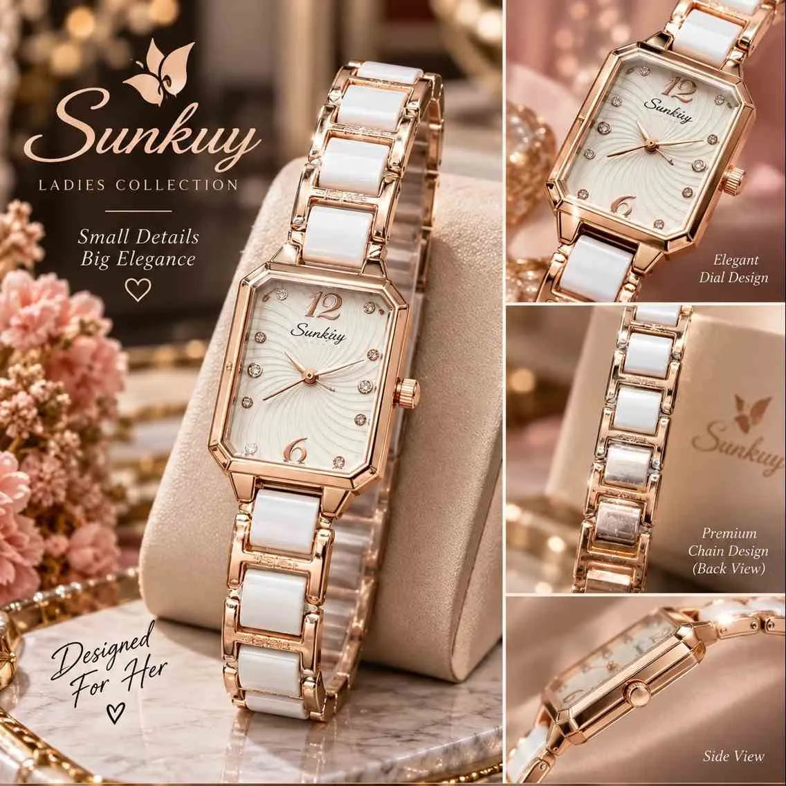 Sunkuy rectangular quartz women's watch