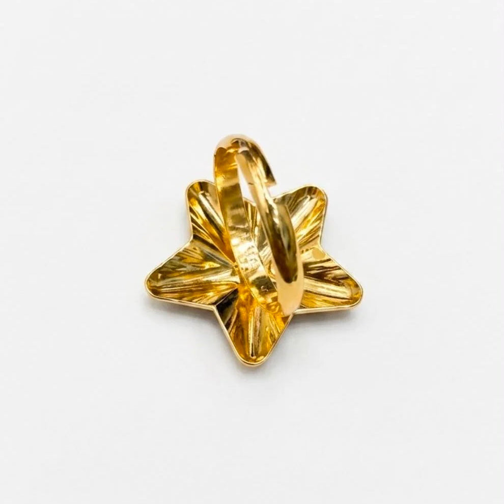 Gold Plated Enamel Starfish Adjustable Ring