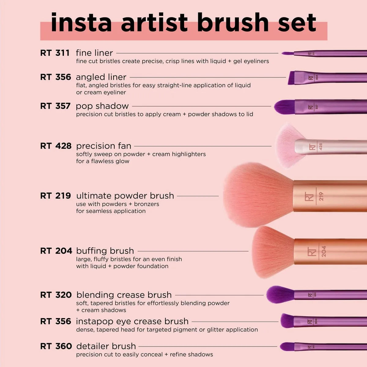 Real Technique Insta Artist Brushes Set 9/Pcs
