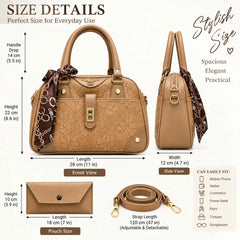 CHENAL Womens Embossed Floral Handbag - 3 Piece Set