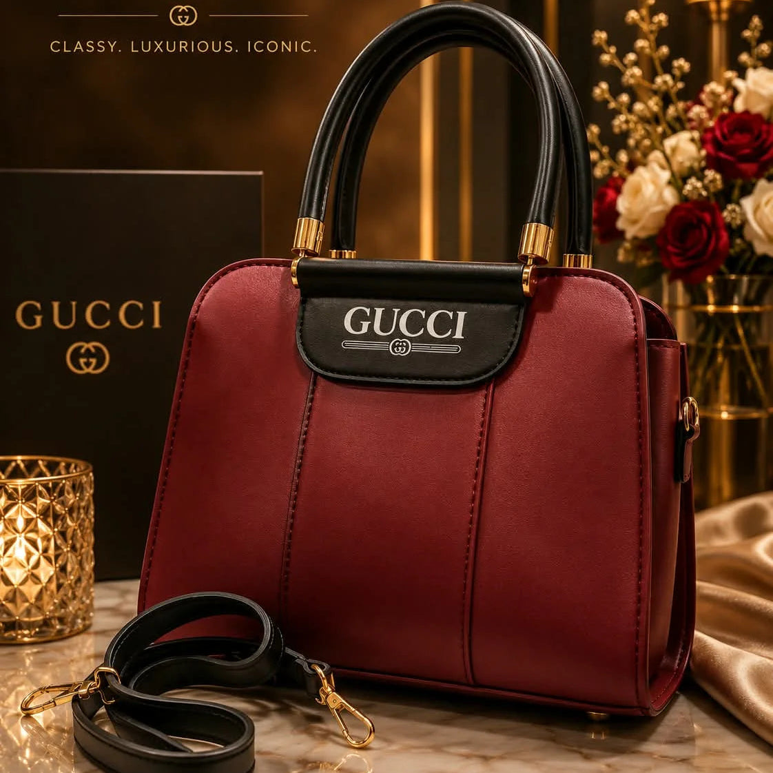 GUCCI Two Tone Top Handle Handbag