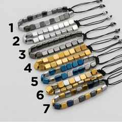 Metallic Square Bead Adjustable Cord Bracelet