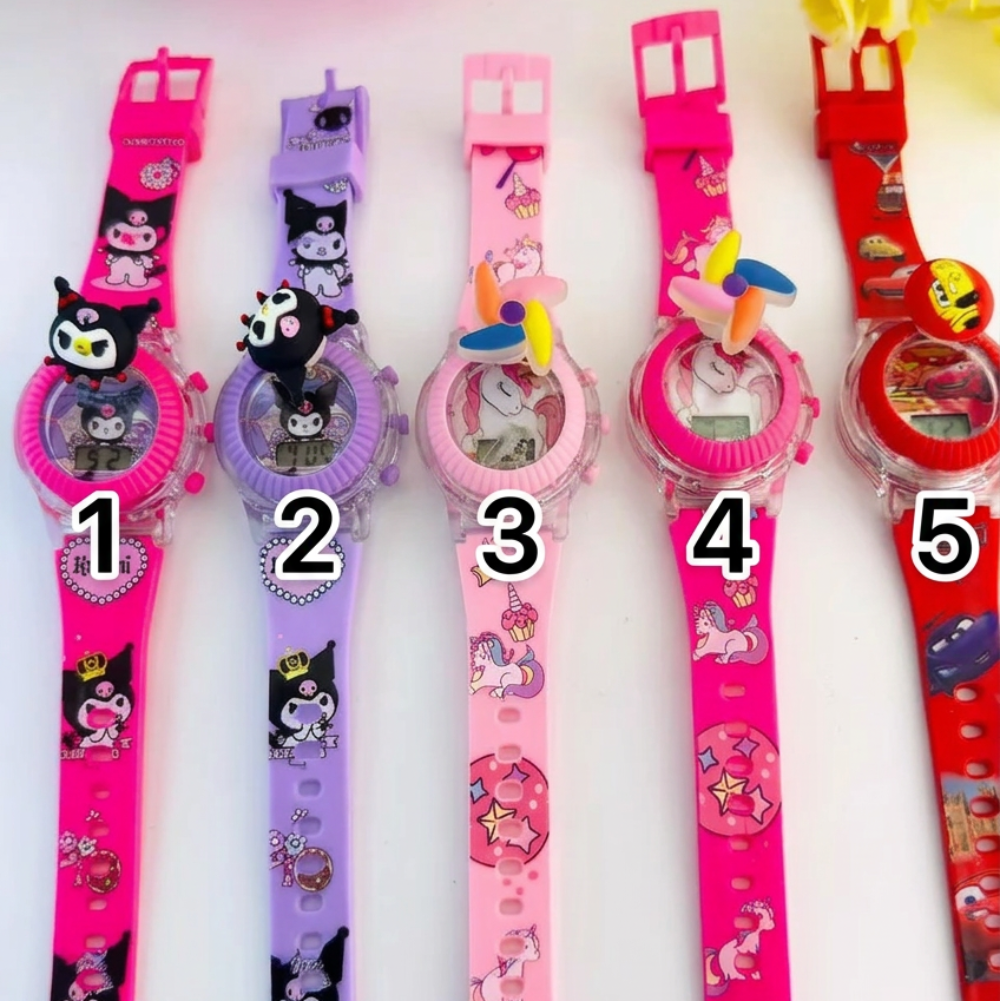Kuromi Cartoon Character Spinner Watch with Music & Lights