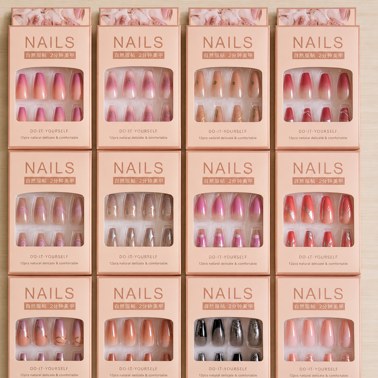 Luxury Gradient Press On Nails – 12Pcs