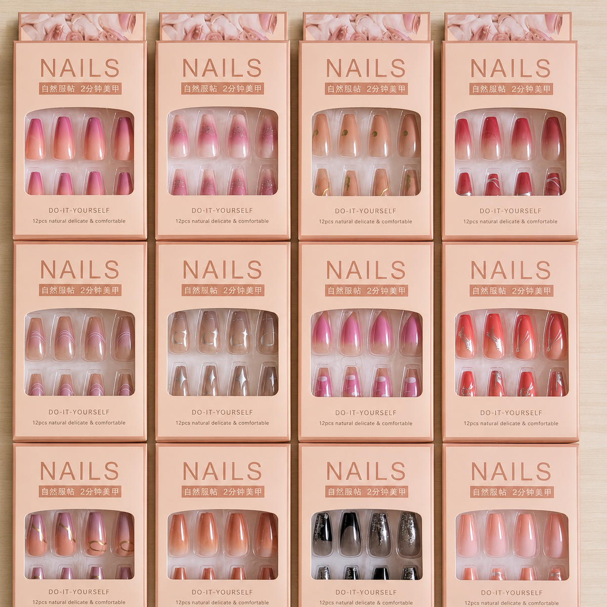 Luxury Gradient Press On Nails – 12Pcs