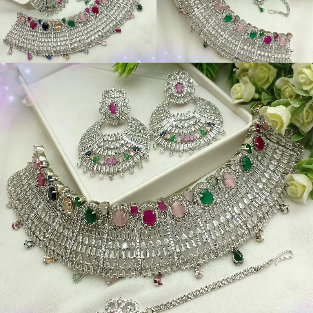 Silver Multi Necklace set