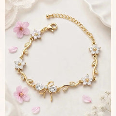 zircon flower and bow vine bracelet - Each